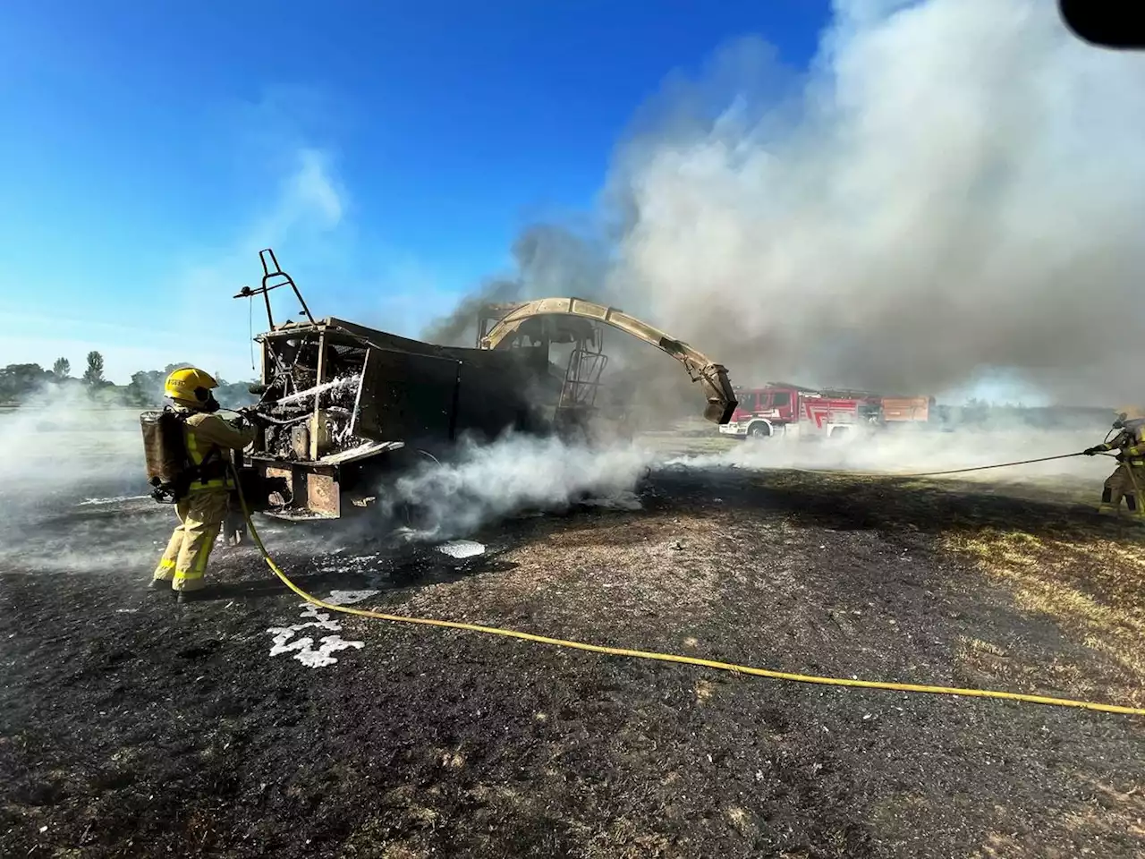 Shropshire crews battle forage harvester blaze