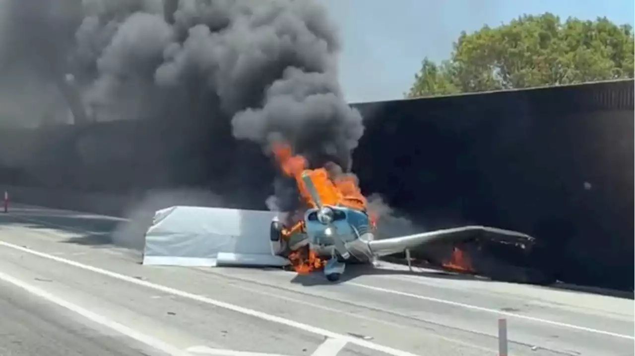 Watch a single-engine plane crash-land on 91 Freeway in California | Autoblog