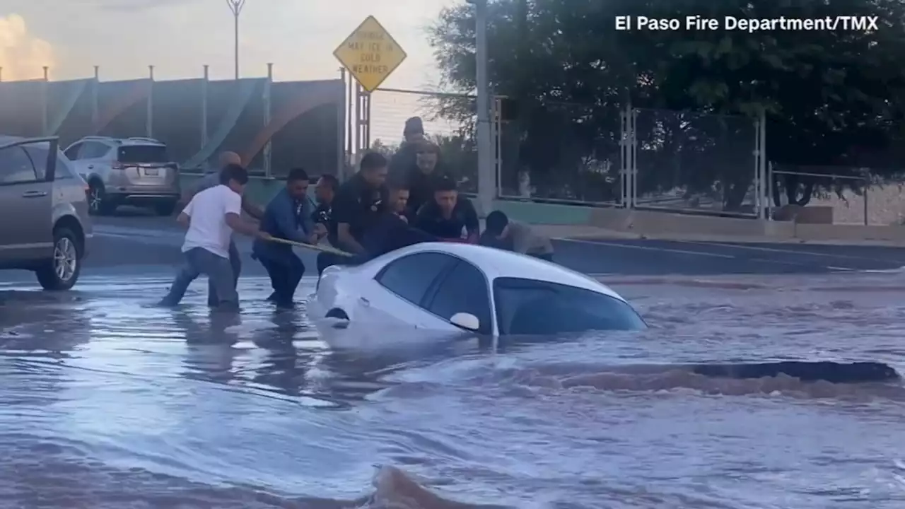 Woman rescued from her car moments before it was swallowed by sinkhole in El Paso