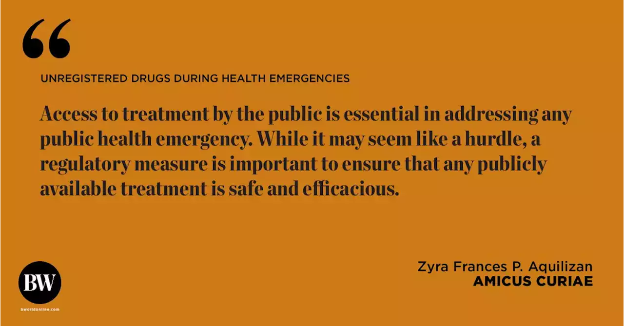 Unregistered drugs during health emergencies - BusinessWorld Online