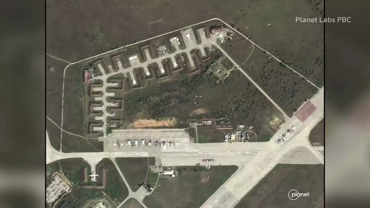 Satellite pictures show devastation at Russian air base in Crimea