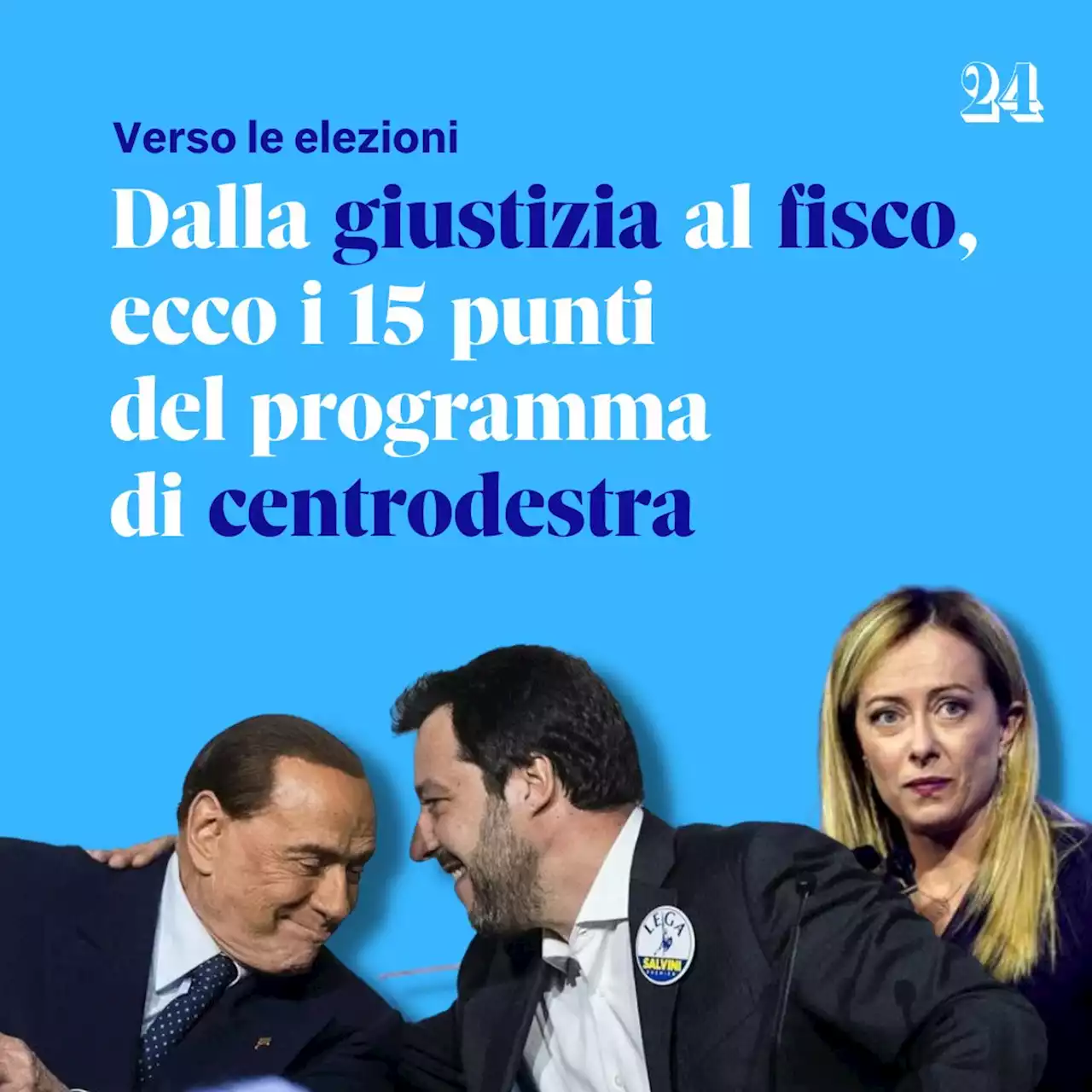 Dalla giustizia al fisco, i 15 punti del programma di centrodestra