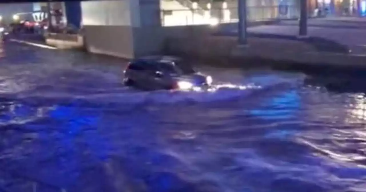 Las Vegas slammed with another major flash flood as vehicles thread through water