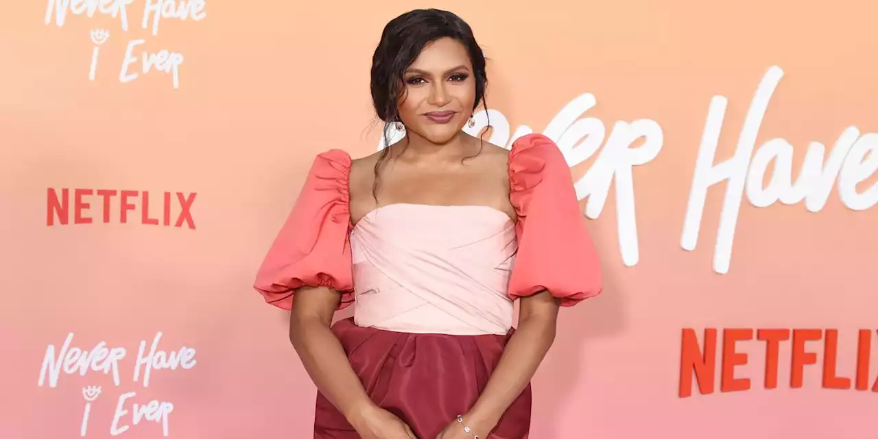 Mindy Kaling Wears a Romantic Colorblock Gown to 'Never Have I Ever' Premiere