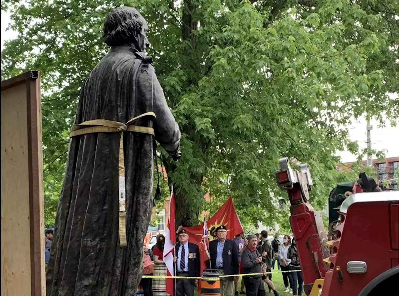 Removed statue of Sir John A Macdonald won't be relocated to cemetery