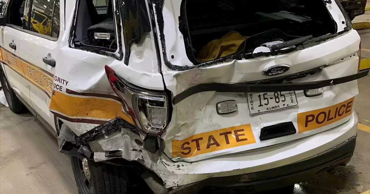 Illinois State Police squad car struck on I-355, driver hospitalized