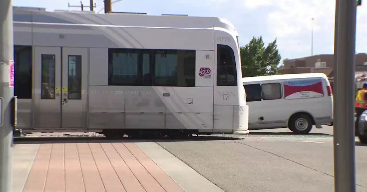 UTA train derails after hitting van in South Salt Lake