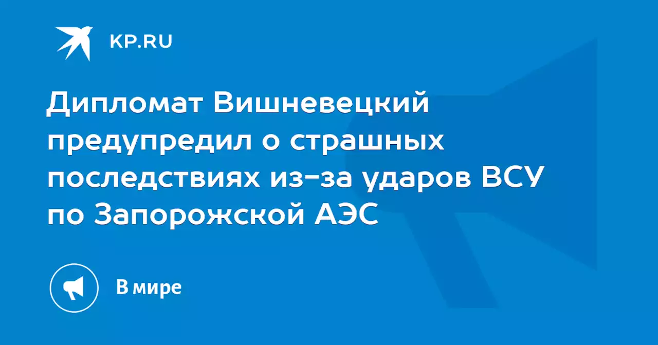 Дипломат Вишневецкий предупредил о страшных последствиях из-за ударов ВСУ по Запорожской АЭС