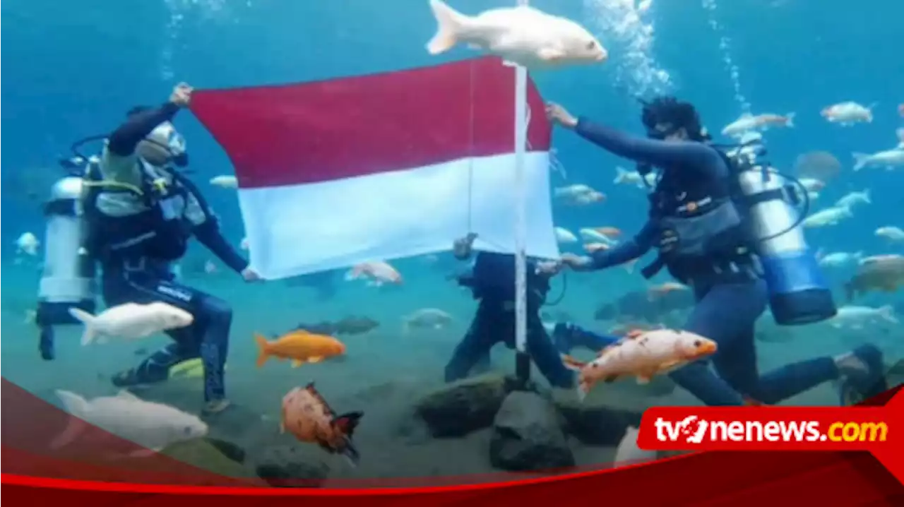 Peringati Hari Kemerdekaan ke 77, Umbul Ponggok Adakan Upacara Bendera Merah Putih Didalam air