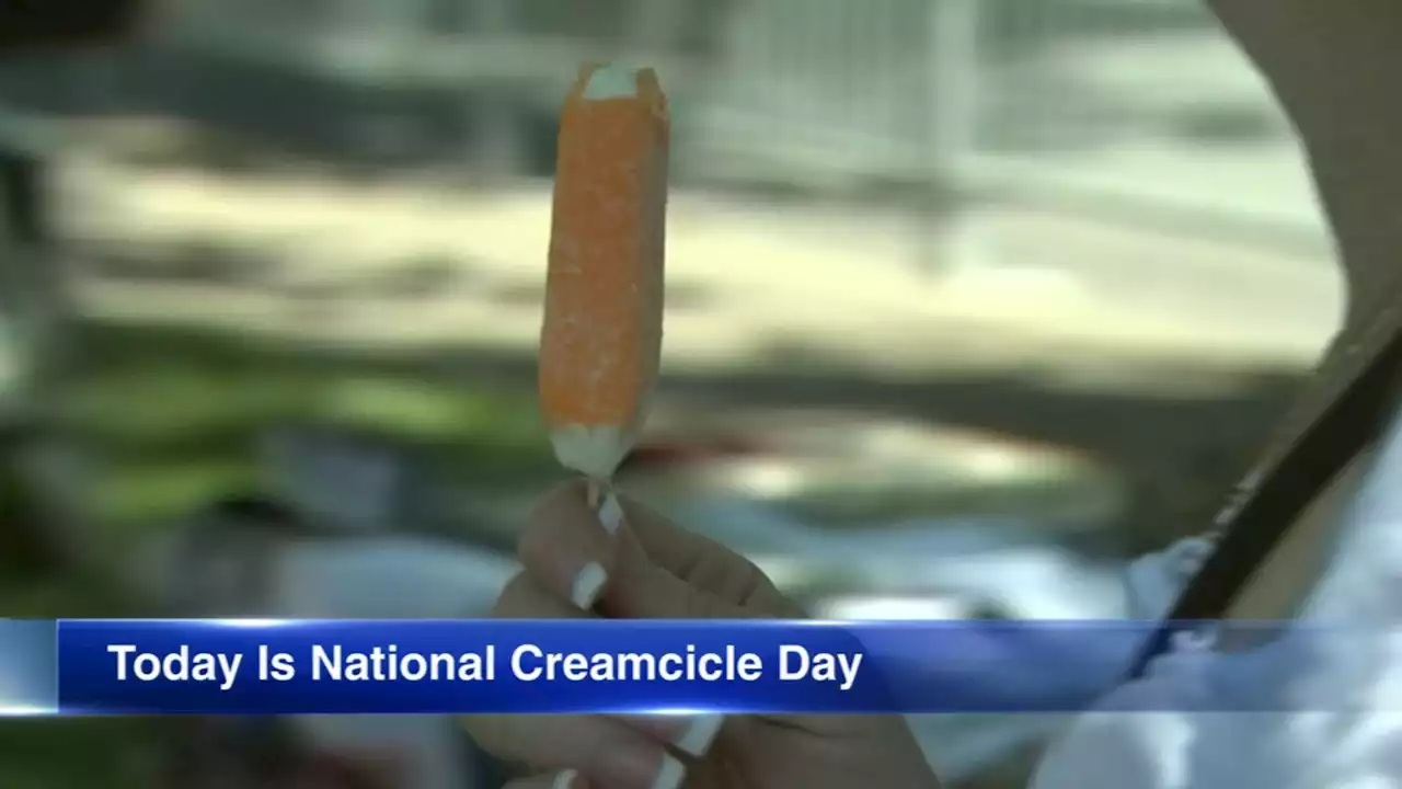 Celebrate National Creamsicle Day with an orange-flavored ice cream popsicle