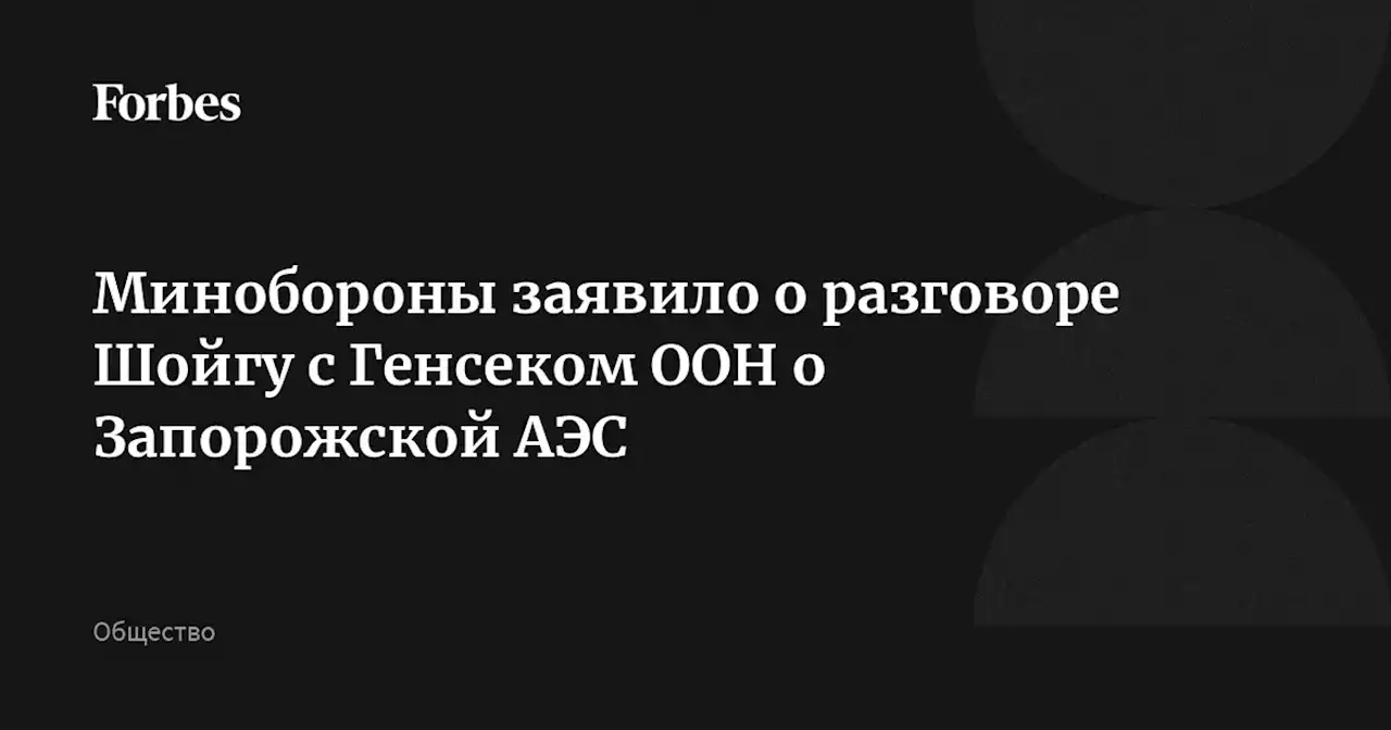 Минобороны заявило о разговоре Шойгу с Генсеком ООН о Запорожской АЭС