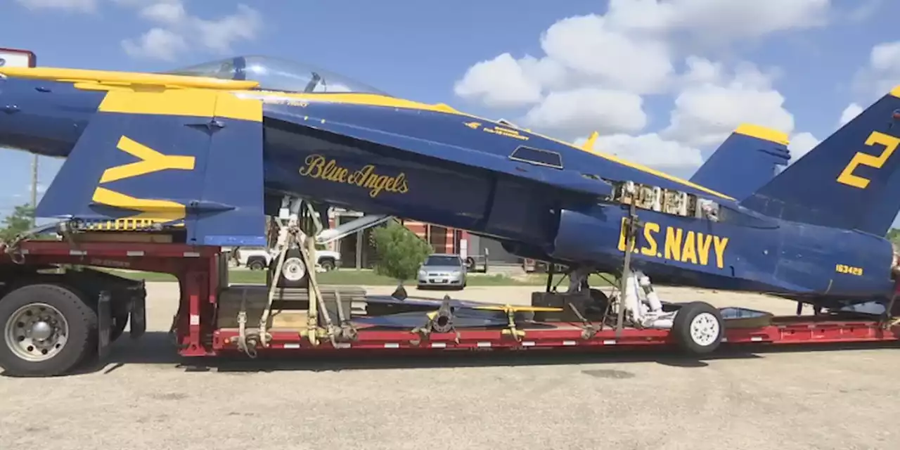 Former Blue Angels Jet makes pit stop in Mobile before heading to California