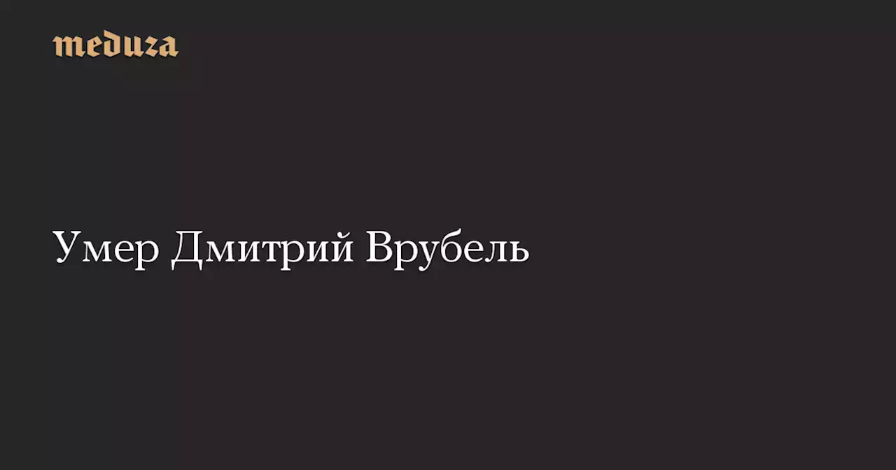 Умер Дмитрий Врубель — Meduza