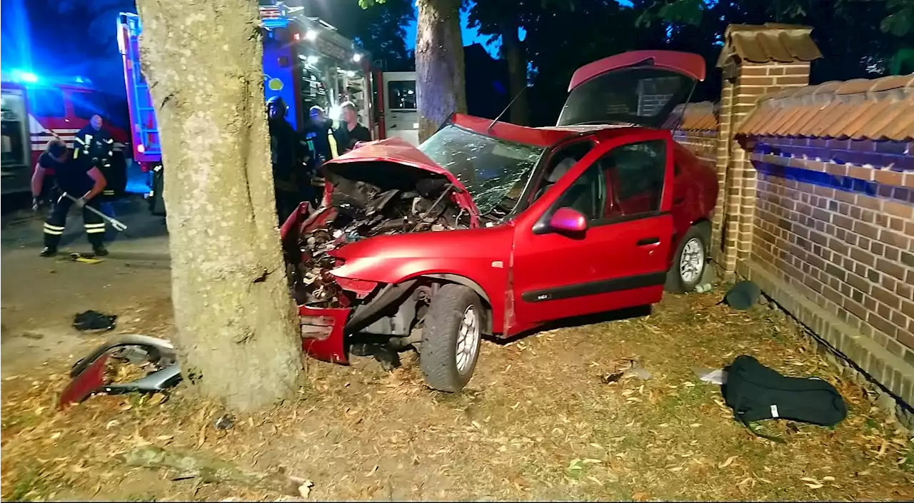 Auto prallt frontal gegen Baum – zwei Schwerverletzte