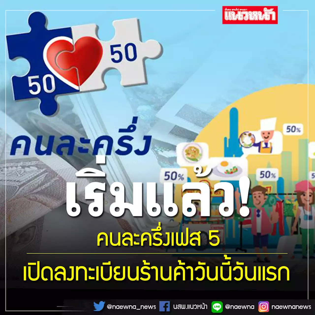 เริ่มแล้ว! 'คนละครึ่งเฟส 5' เปิดลงทะเบียนร้านค้าวันนี้วันแรก