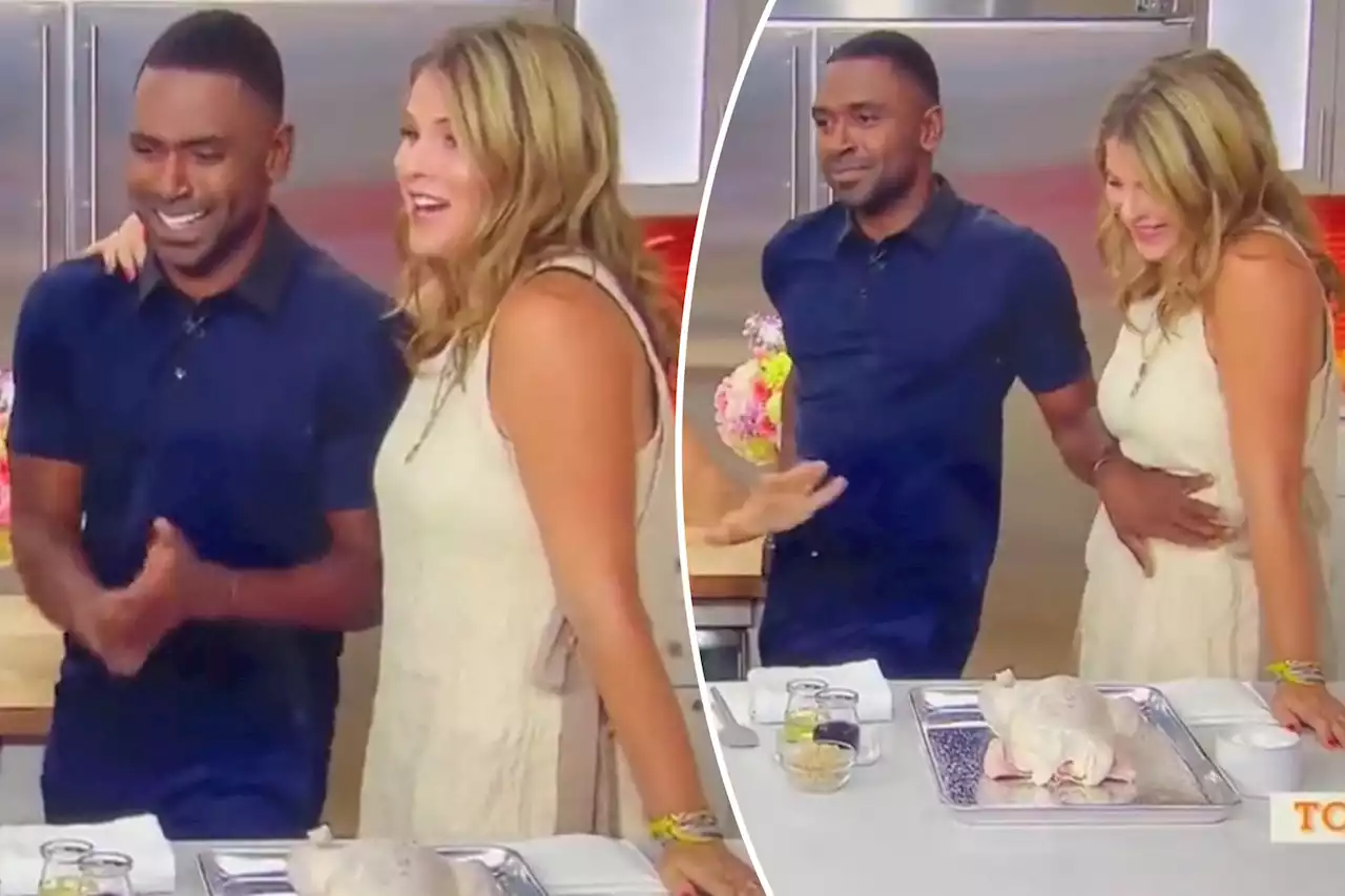 Justin Sylvester pushes Jenna Bush Hager away after she gets too close: video