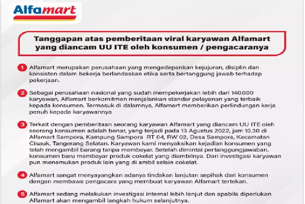 Alfamart Siap Tempuh Jalur Hukum terhadap Konsumen yang Ancam Karyawannya |Republika Online