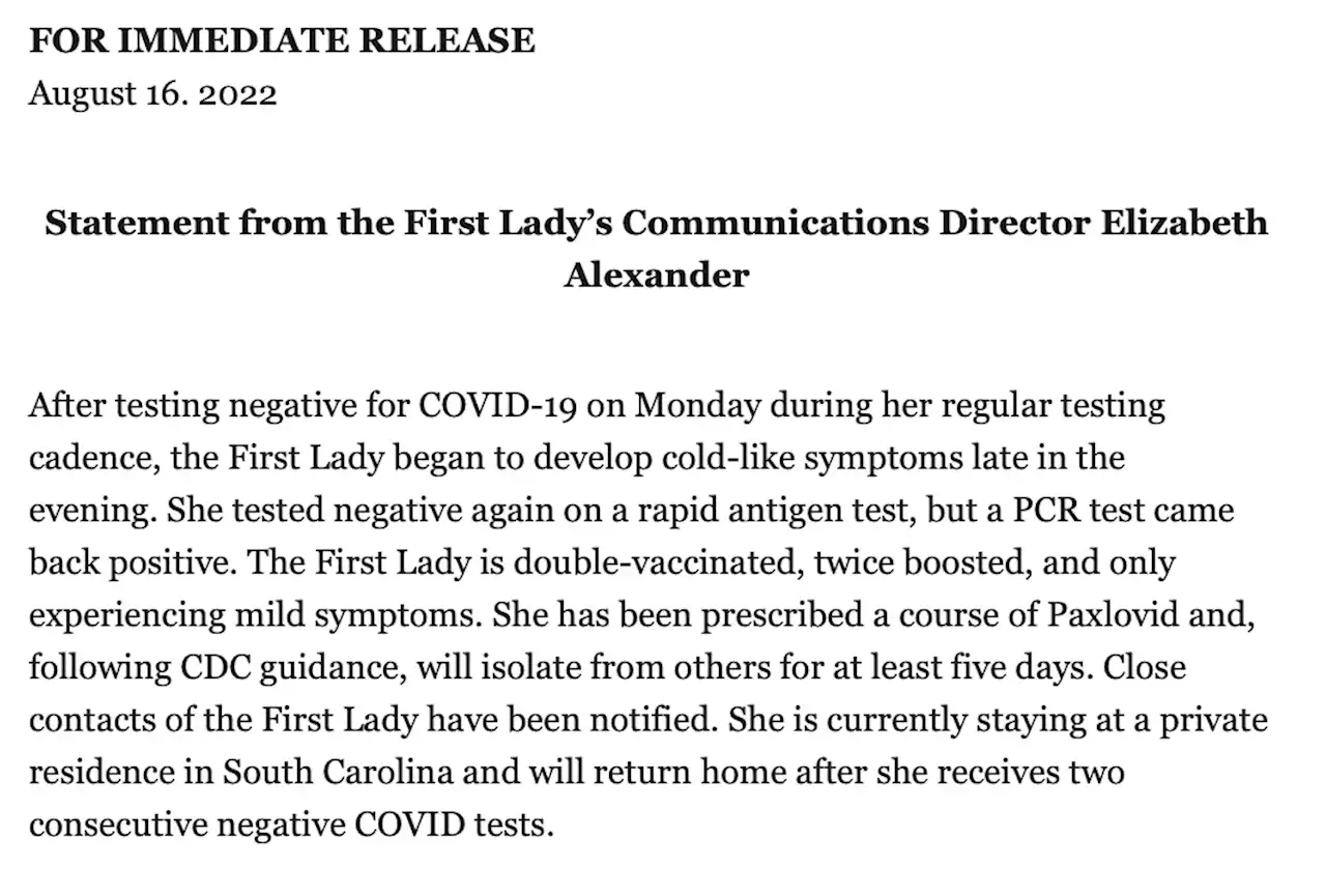 First lady Jill Biden tests positive for COVID-19