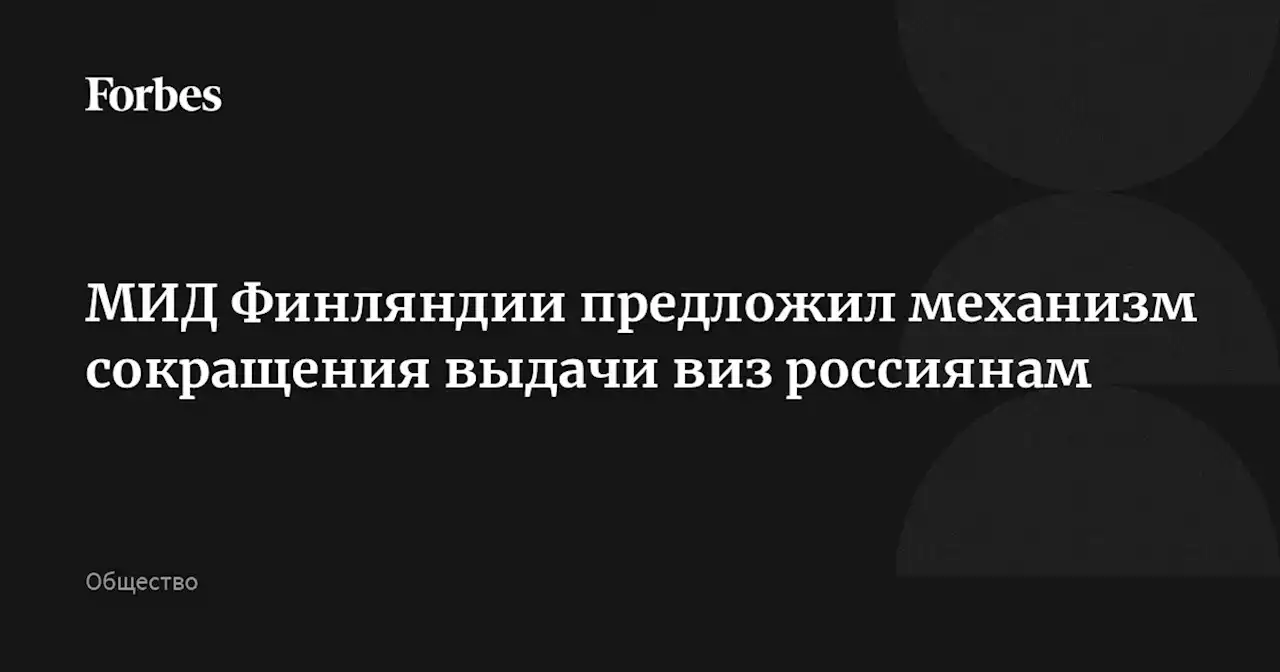 МИД Финляндии предложил механизм сокращения выдачи виз россиянам