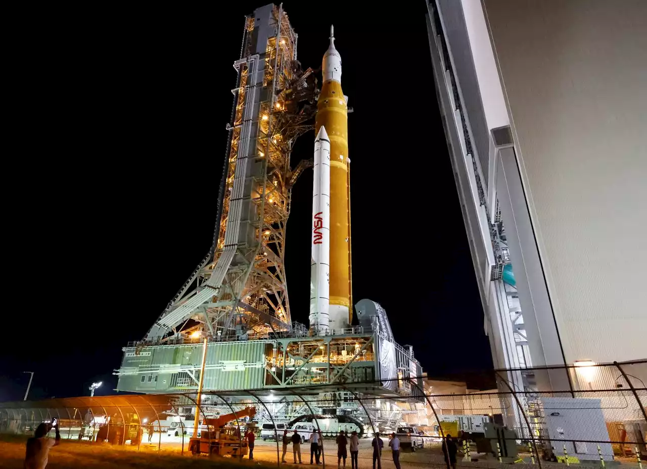 Alabama-developed NASA moon rocket moved to launch pad for 1st test flight