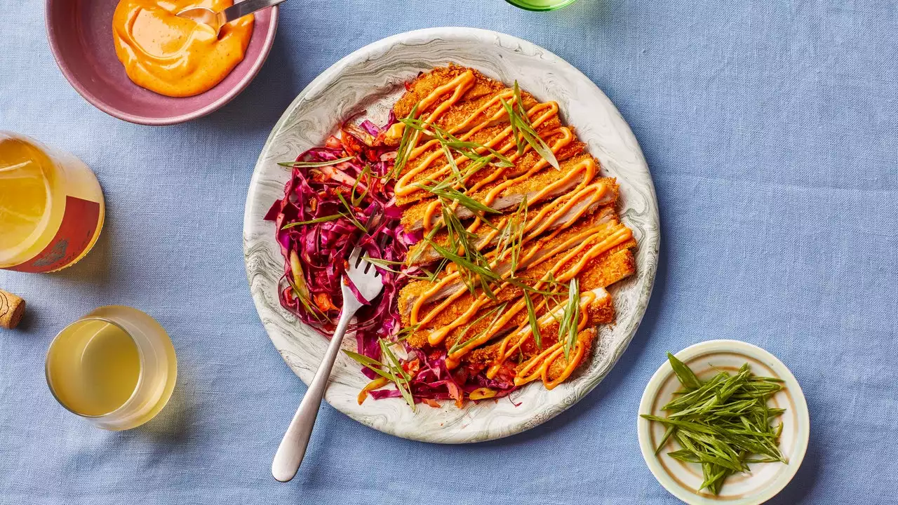 Crispy Pork Cutlets With Kimchi Slaw