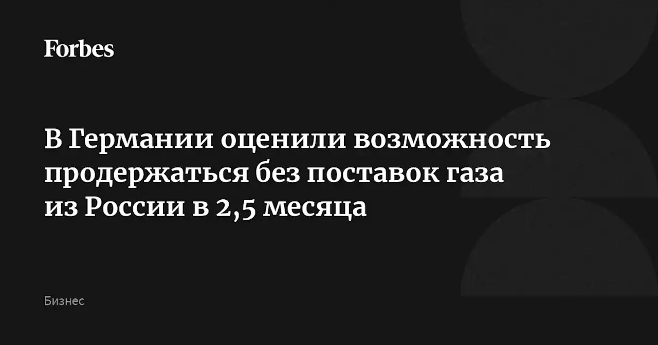 В Германии оценили возможность продержаться без поставок газа из России в 2,5 месяца