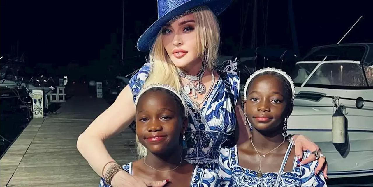 Madonna and Her Twins Match in Blue D&G Looks for the Singer’s Birthday in Sicily