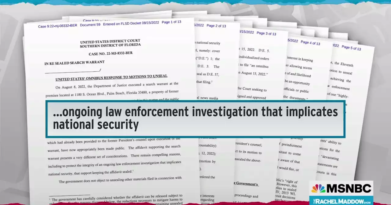 DOJ filing shows Mar-a-Lago search is part of ongoing criminal investigation