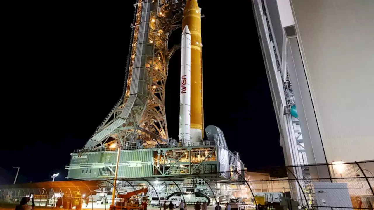 NASA's moon rocket moved to launch pad for 1st test flight