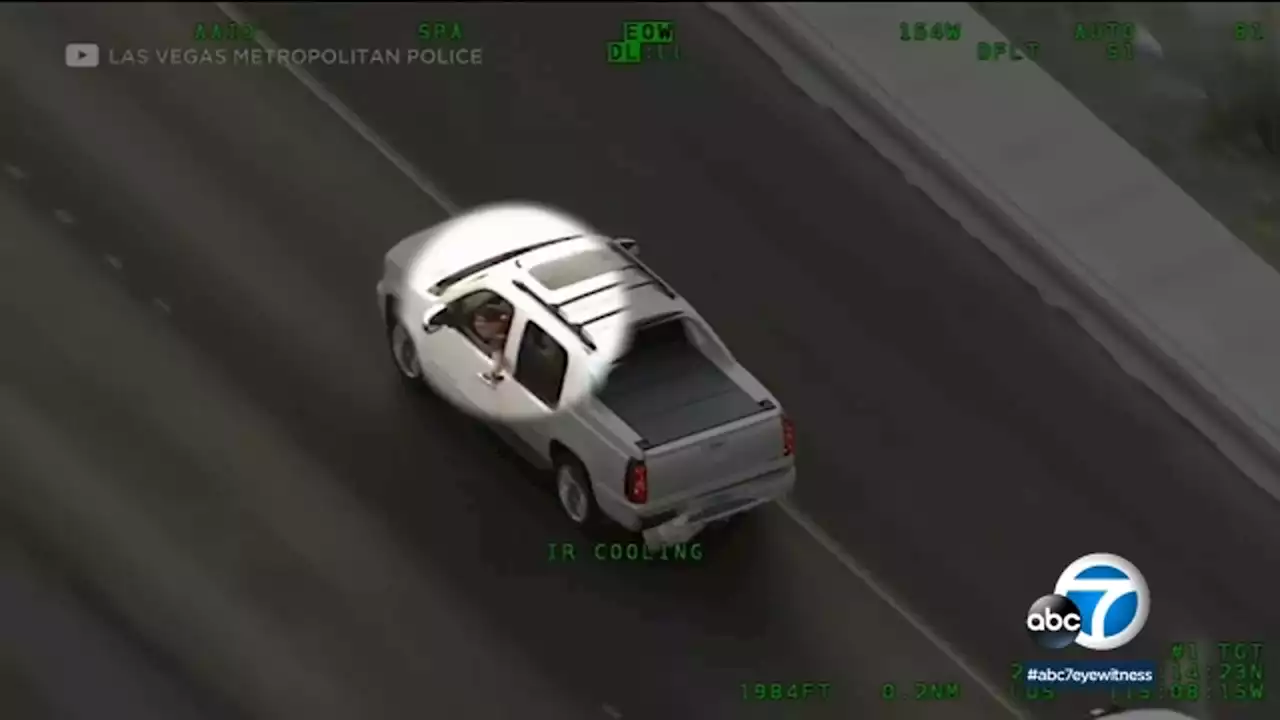 Dangerous Las Vegas police chase, shootout caught on camera