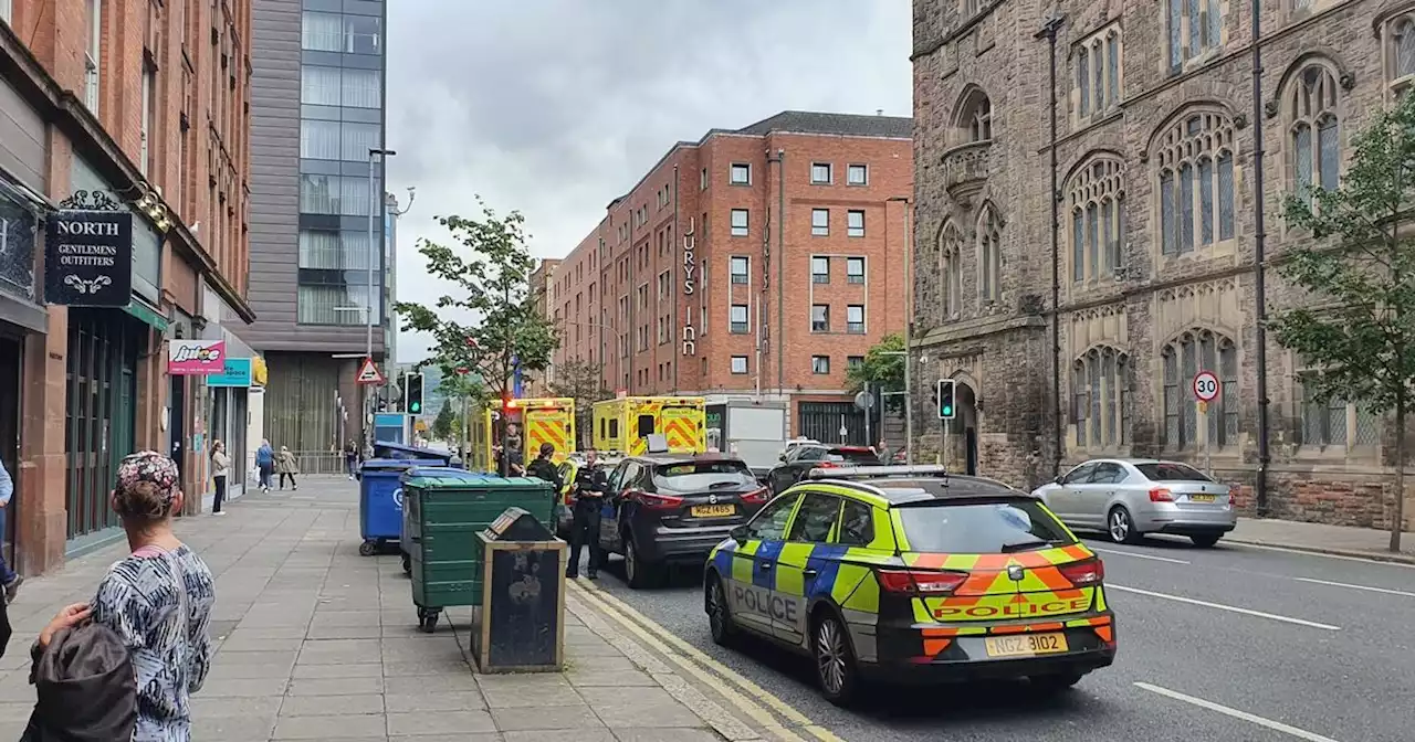 Man and woman hospitalised after Belfast City Centre collision