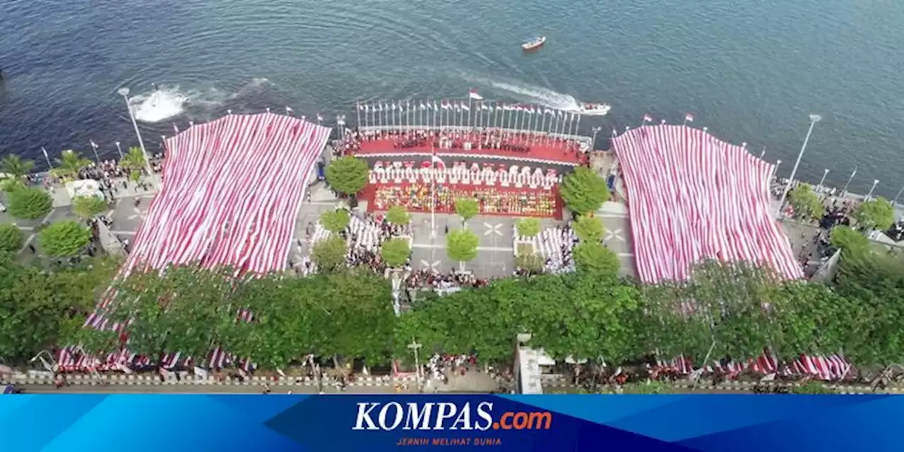 Kemeriahan 17 Agustus di Makassar, 5.005 Meter Bendera Merah Putih Selimuti Anjungan Pantai Losari