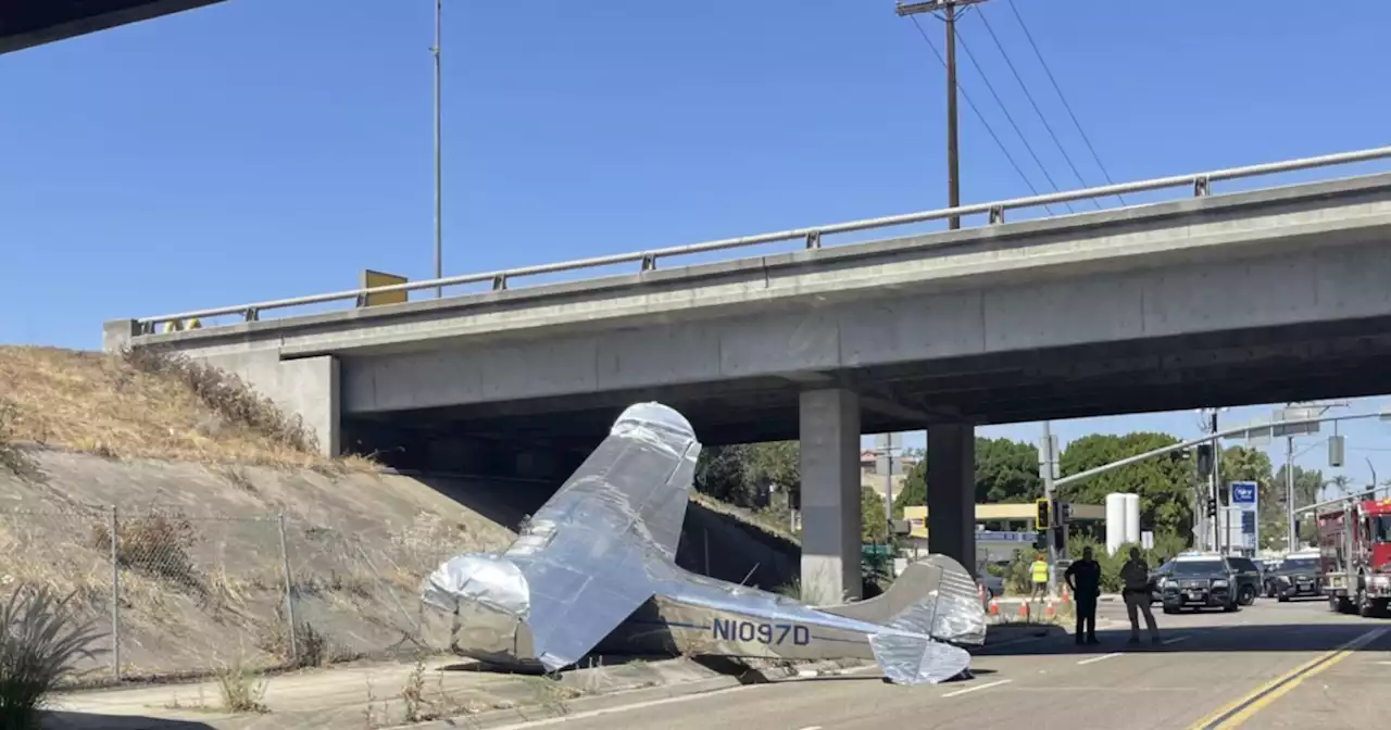 Light plane crashes onto El Cajon street, grazing SUV