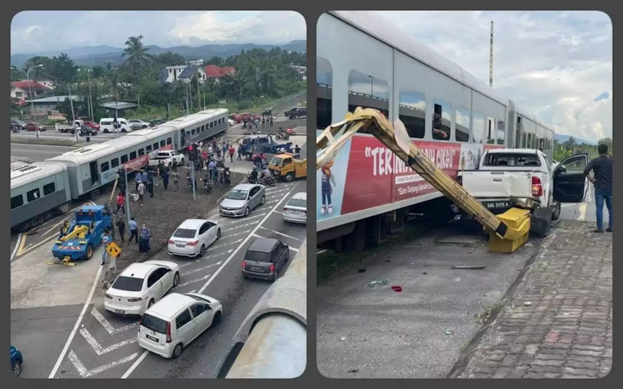 Lorry, 4WD vehicle crash into moving train in Kota Kinabalu