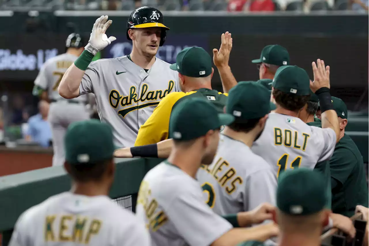 Murphy Hits 2 HRs, Langeliers Homers as A's Roll Past Texas