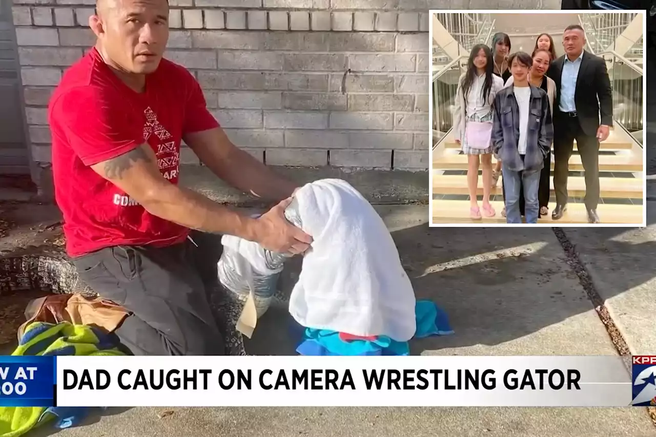 Texas dad channels hero Steve Irwin by wrestling alligator in family’s driveway