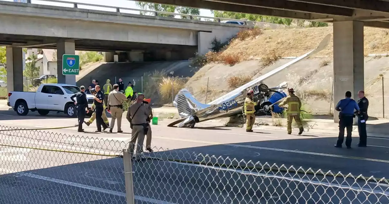 Small plane crashes on El Cajon street near Interstate 8 ramp