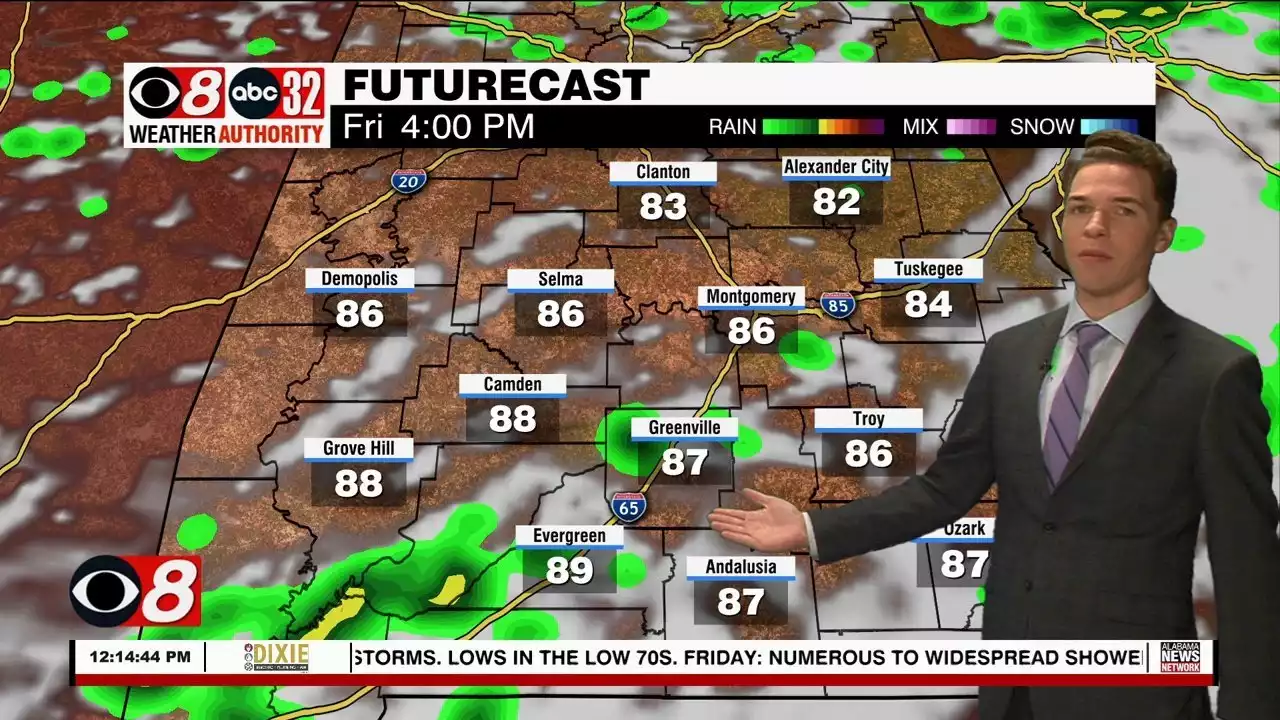 More Clouds Than Sun, Rounds Of Rain Through Friday - Alabama News