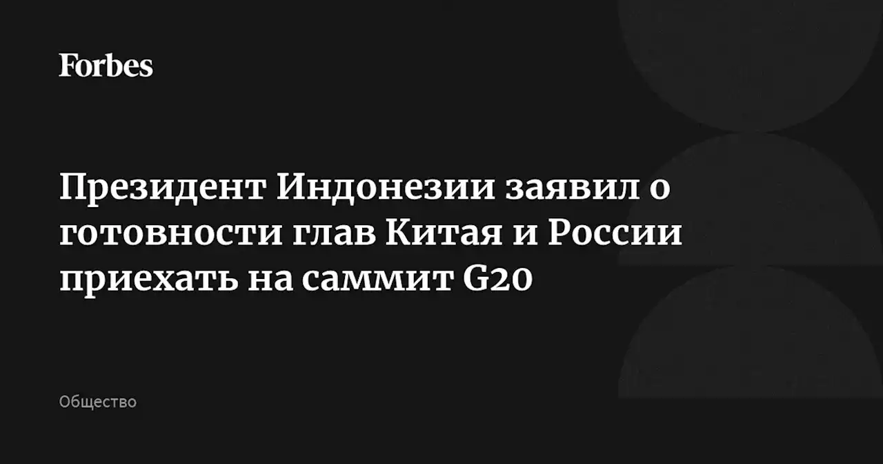 Президент Индонезии заявил о готовности глав Китая и России приехать на саммит G20