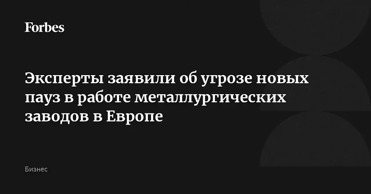 Эксперты заявили об угрозе новых пауз в работе металлургических заводов в Европе