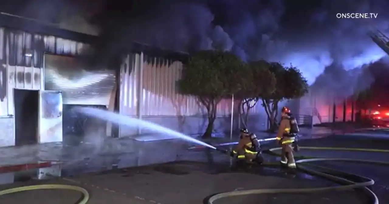 Three-alarm fire destroys National City warehouse