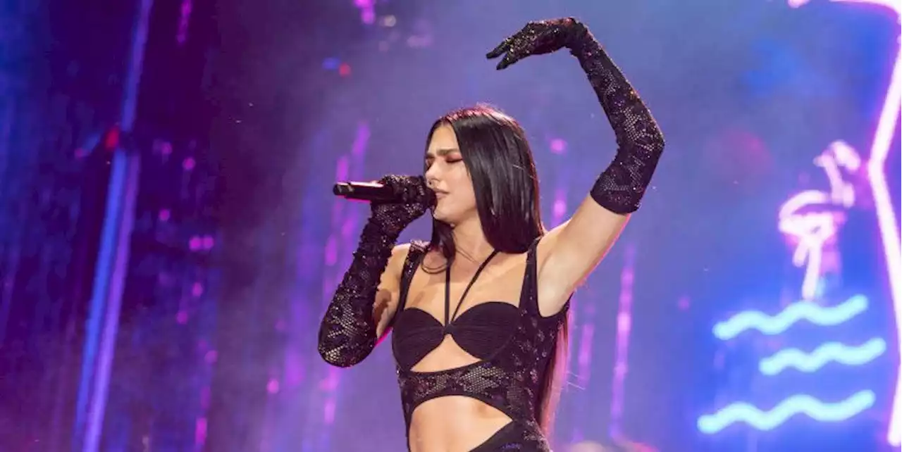 Dua Lipa's Mesh Sequined Leopard Print Catsuit is Peak Popstar Energy