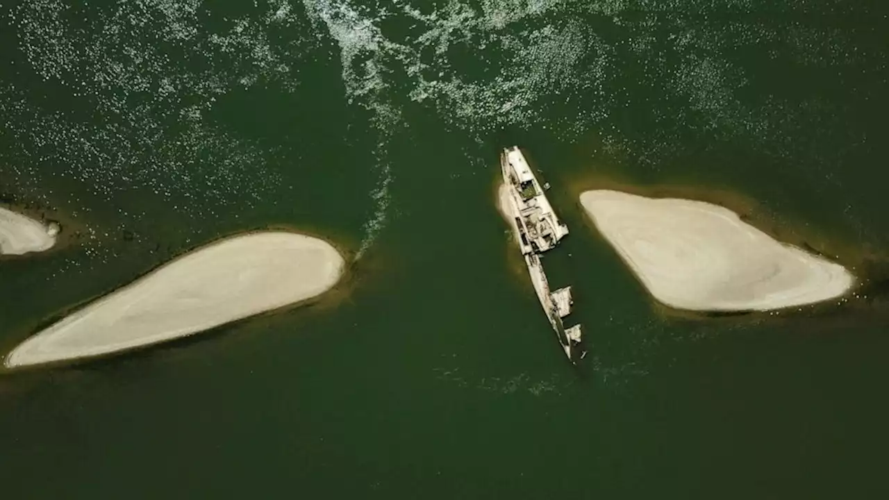 Severe European drought reveals sunken World War II warships on Danube River