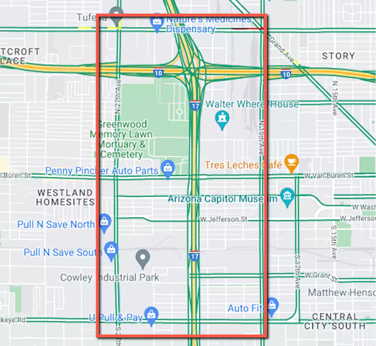 Overnight ramp and lane restrictions on Interstate 17 near McDowell and Buckeye roads Aug. 22-26