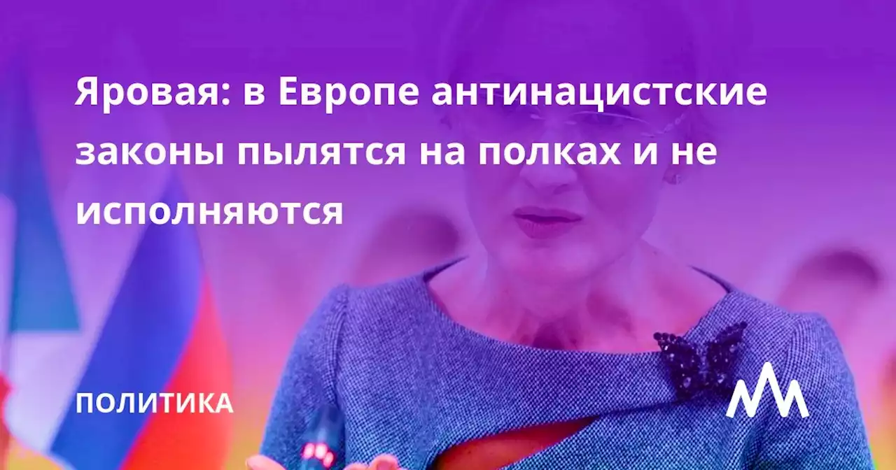 Яровая: в Европе антинацистские законы пылятся на полках и не исполняются