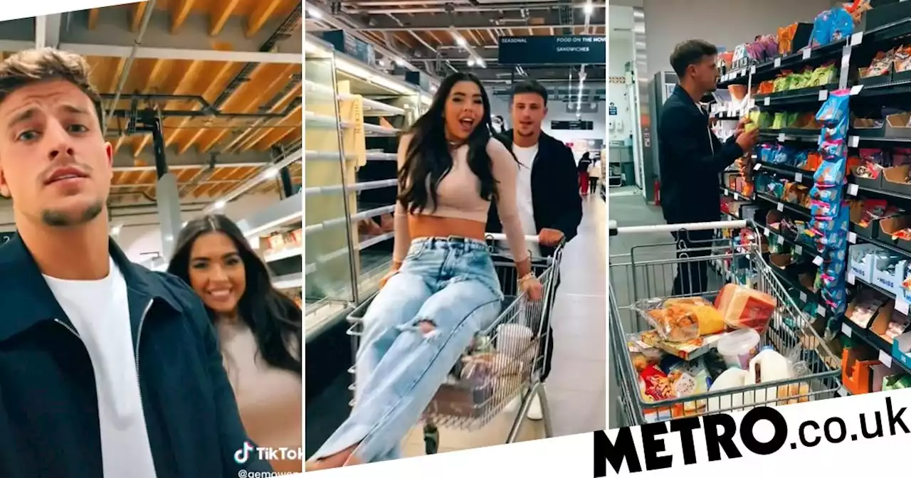 Luca Bish and Gemma Owen mess around on cute first supermarket trip together