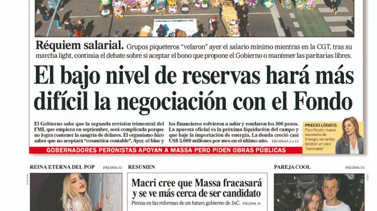 La tapa del Diario PERFIL de este sábado 20 de agosto de 2022