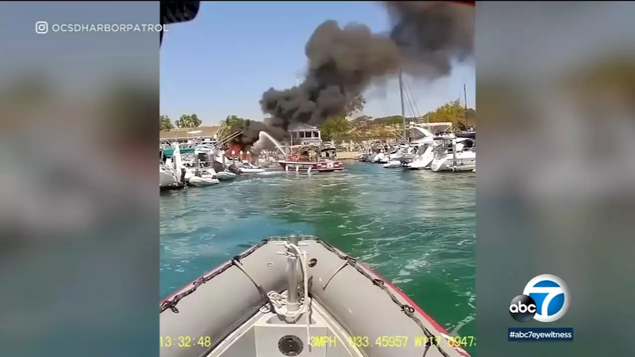 Video: Powerboat goes up in flames in Dana Point