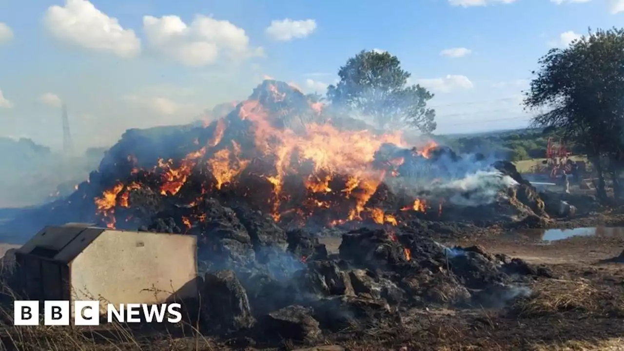 Fire crews tackle countryside haystack blaze in Swillington