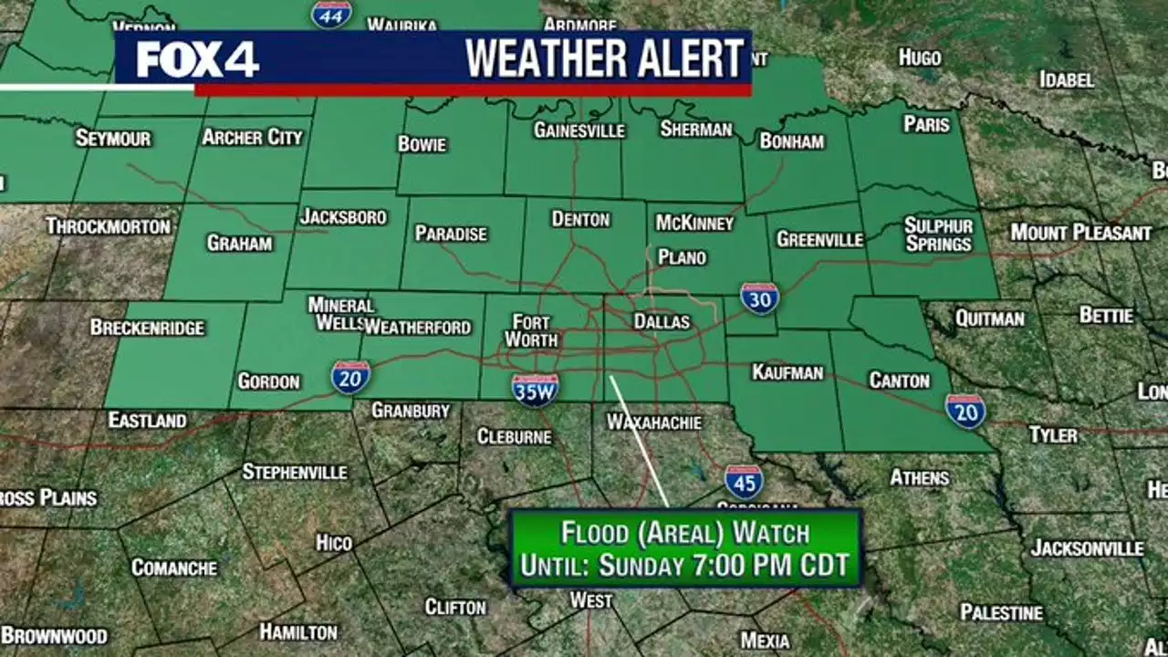 Flood Watch issued Sunday for much of North Texas as rain enters forecast